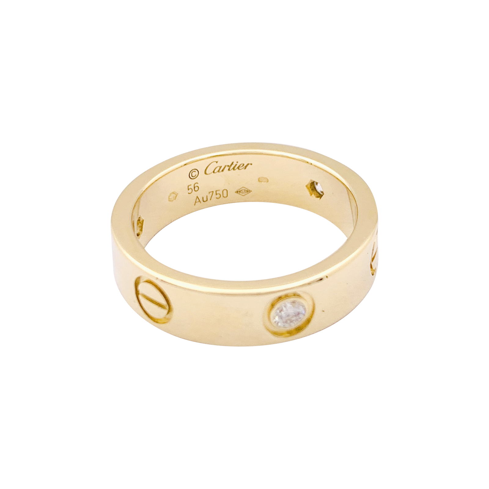 Bague Cartier, "Love 3 diamants", or jaune, diamants. 5