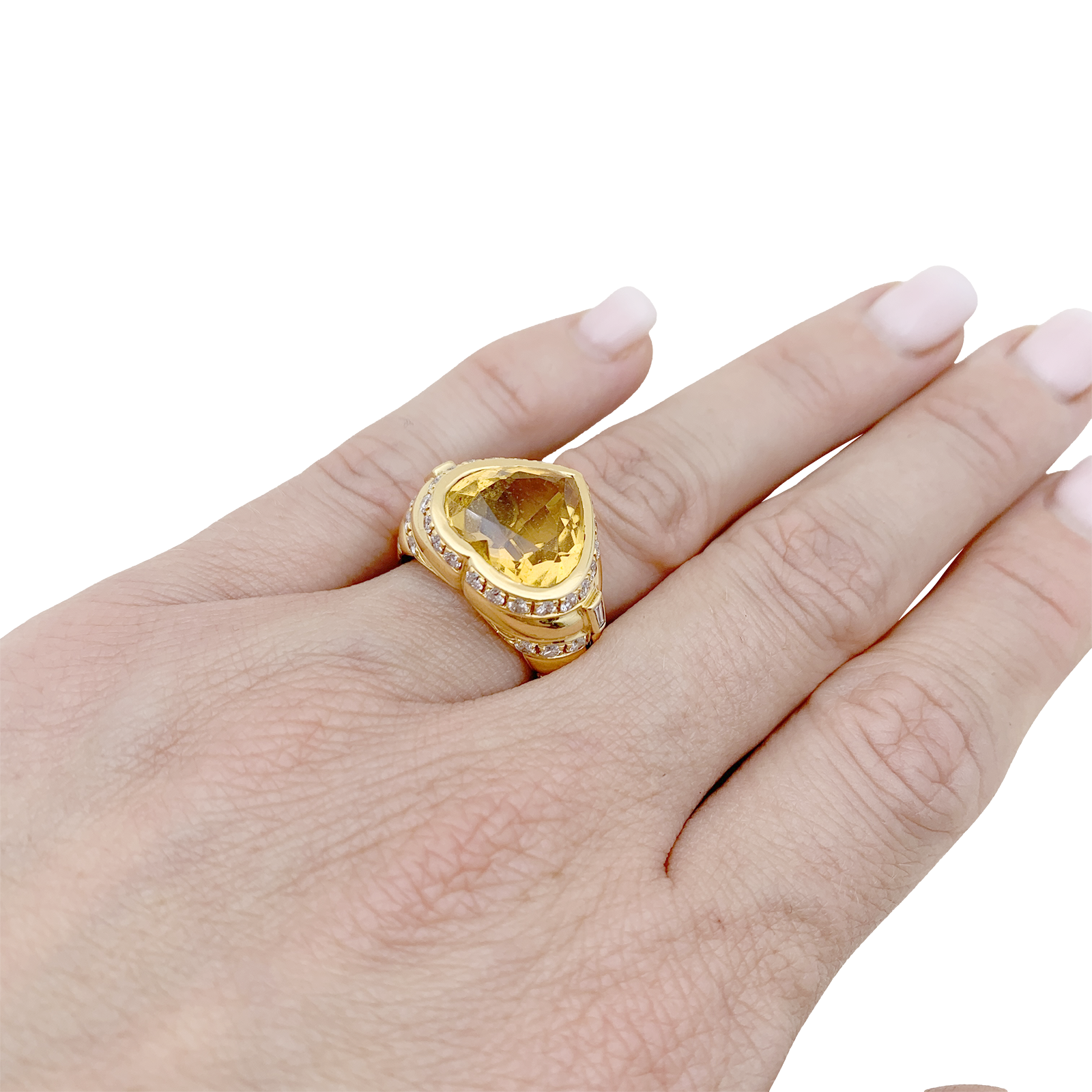 Bague Repossi "Coeur" or jaune, diamants, citrine. 2