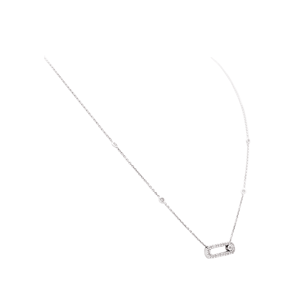 Collier Messika "Move Uno Pavé", or blanc, diamants. 2
