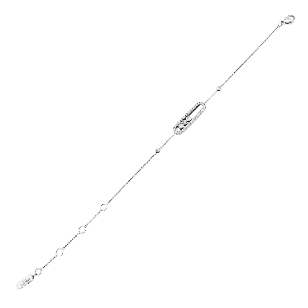 Bracelet Messika, "Baby Move Pavé", or blanc et diamants. 3