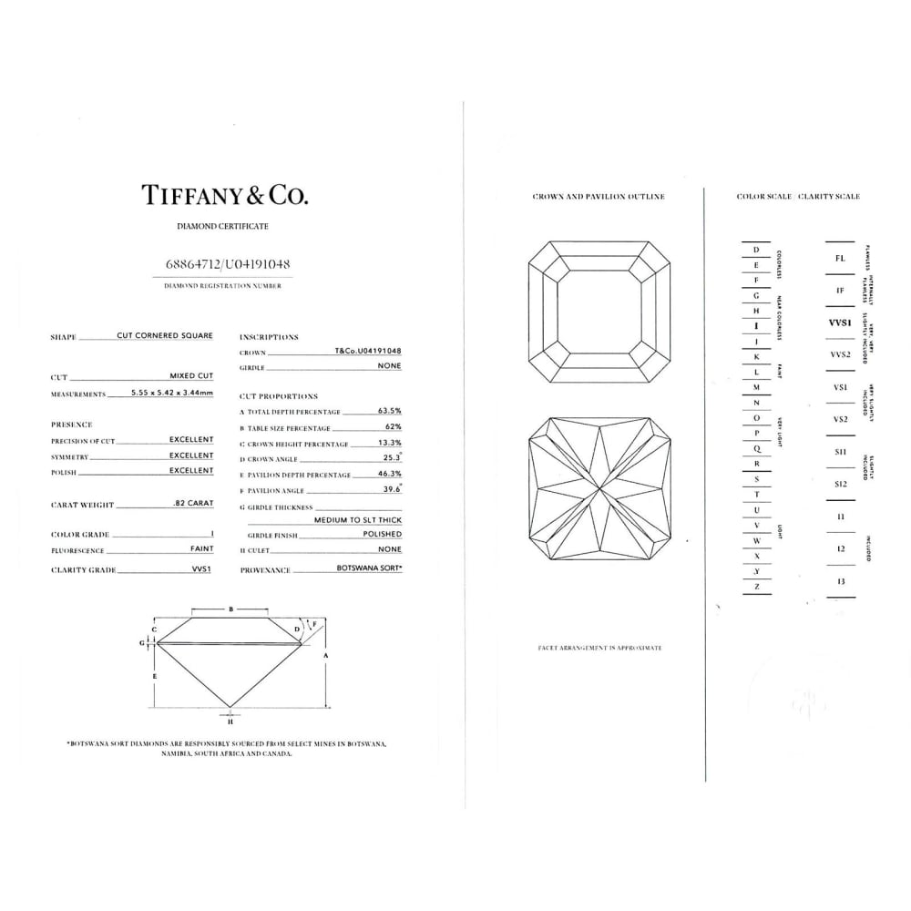 Bague solitaire Tiffany & Co, "True", platine et diamant.  7
