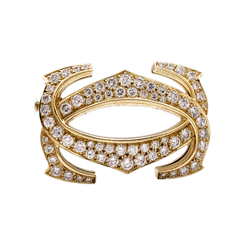 Broche Cartier, "Double C", or jaune, diamants.  3