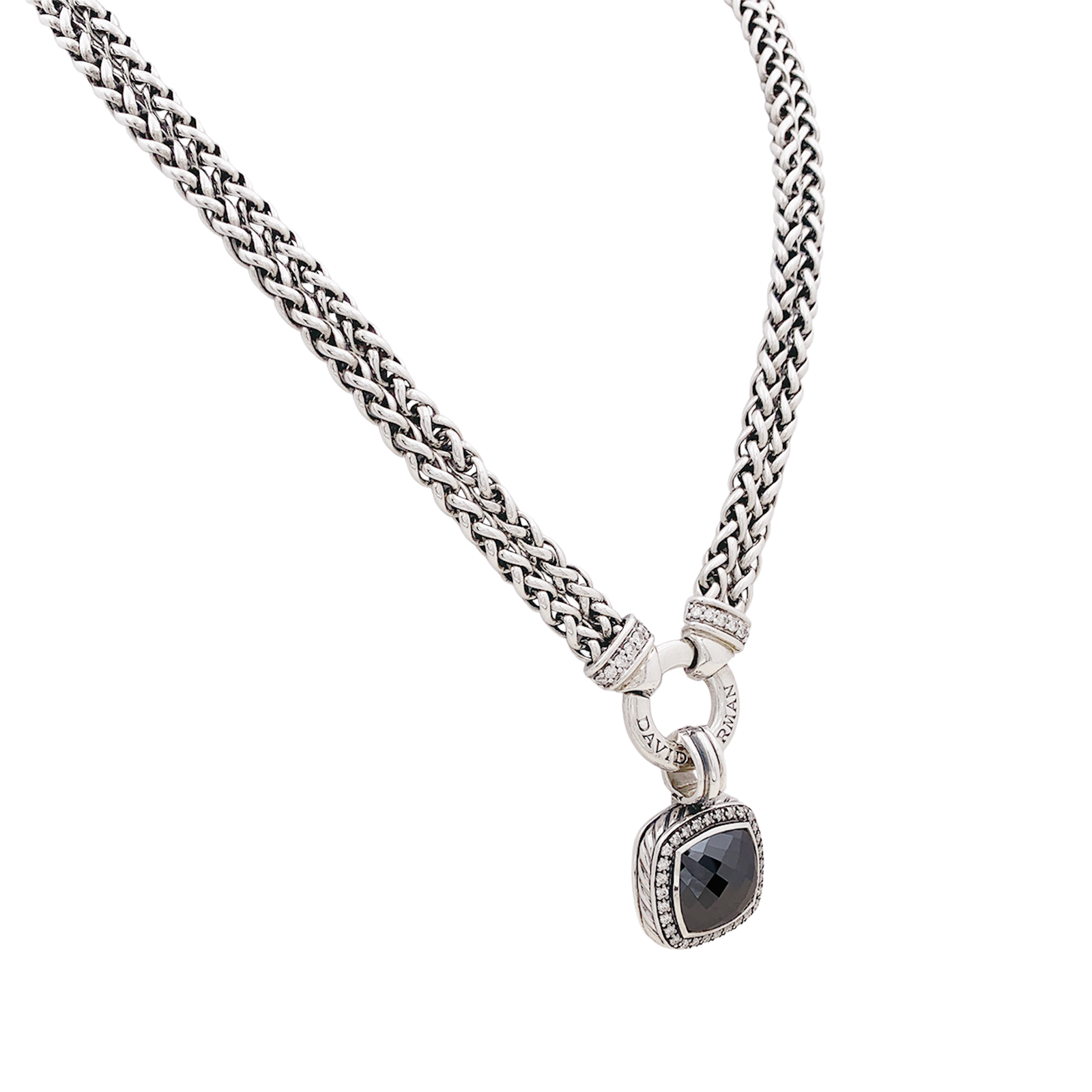 Collier David Yurman, "Grand Albion", argent, hématite, diamants. 2