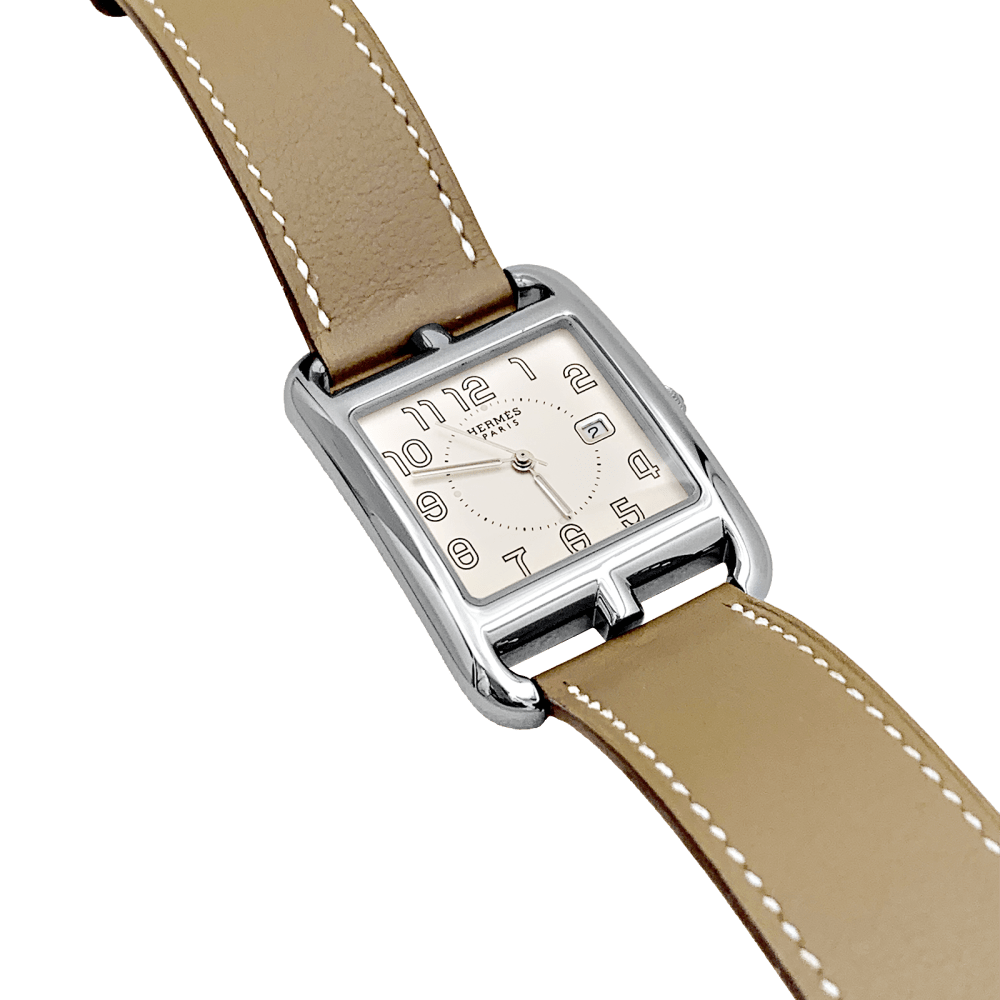 Montre Hermès, "Cape Cod", acier sur cuir.  2