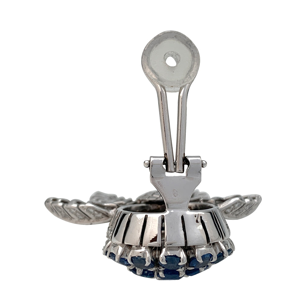 Boucles d'oreilles en or blanc, saphirs et diamants. 2