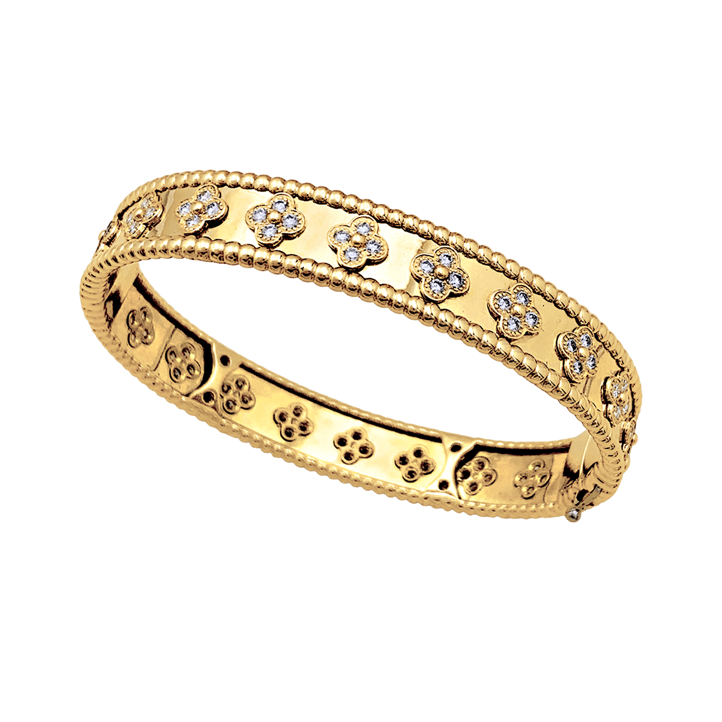 Bracelet Van Cleef & Arpels, "Perlée Trèfles", or jaune et diamants. 2