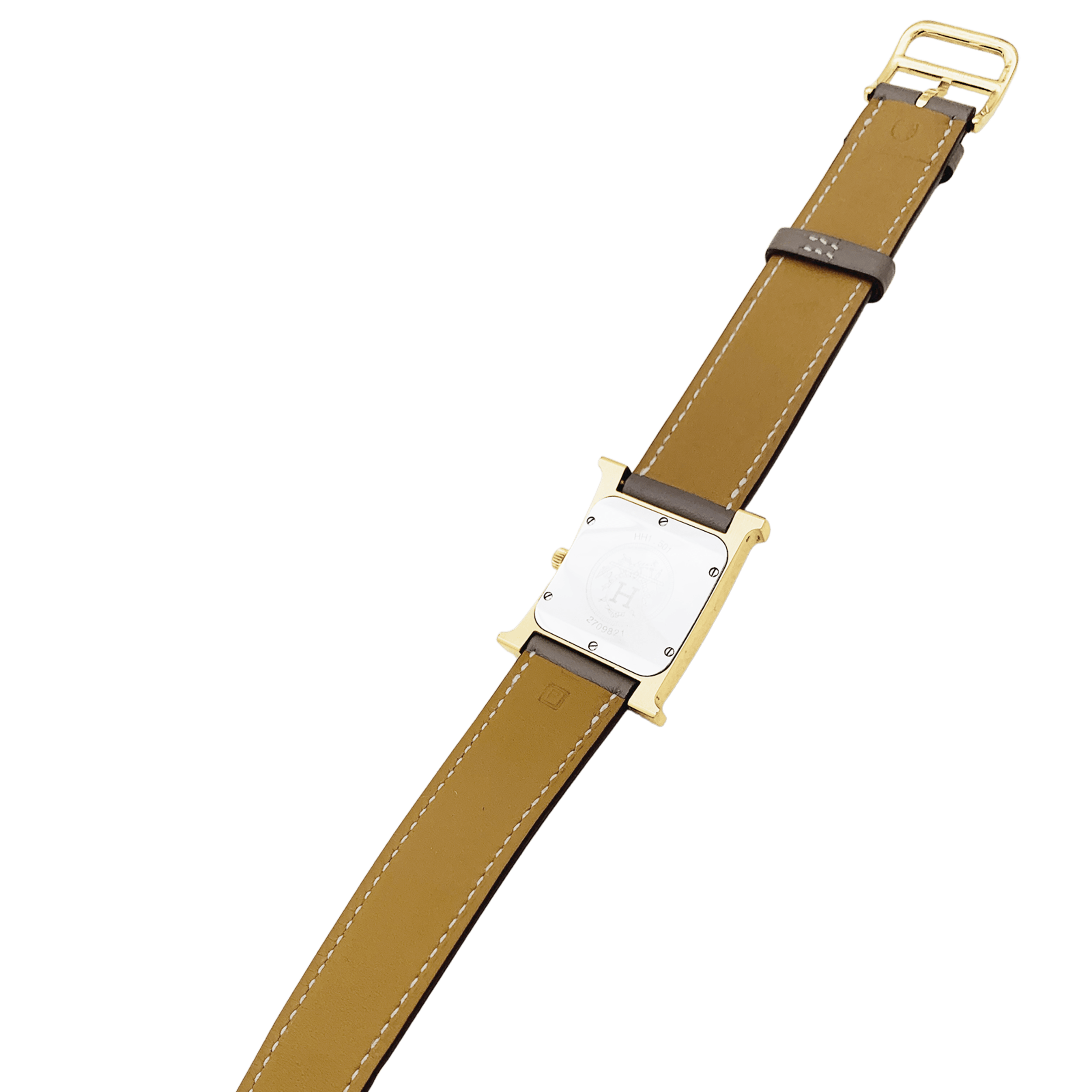 Montre Hermès, "Heure H", plaqué or, acier.  5