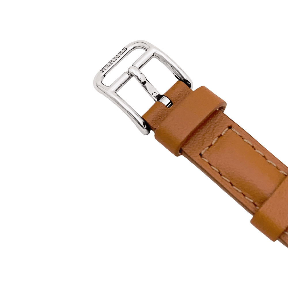 Montre Hermès, "Nantucket Dual Time", acier, cuir, diamants.  4