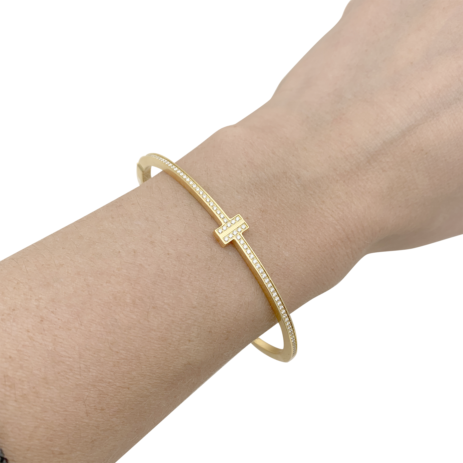 Bracelet Tiffany & Co., "Tiffany T", or jaune, diamants. 2