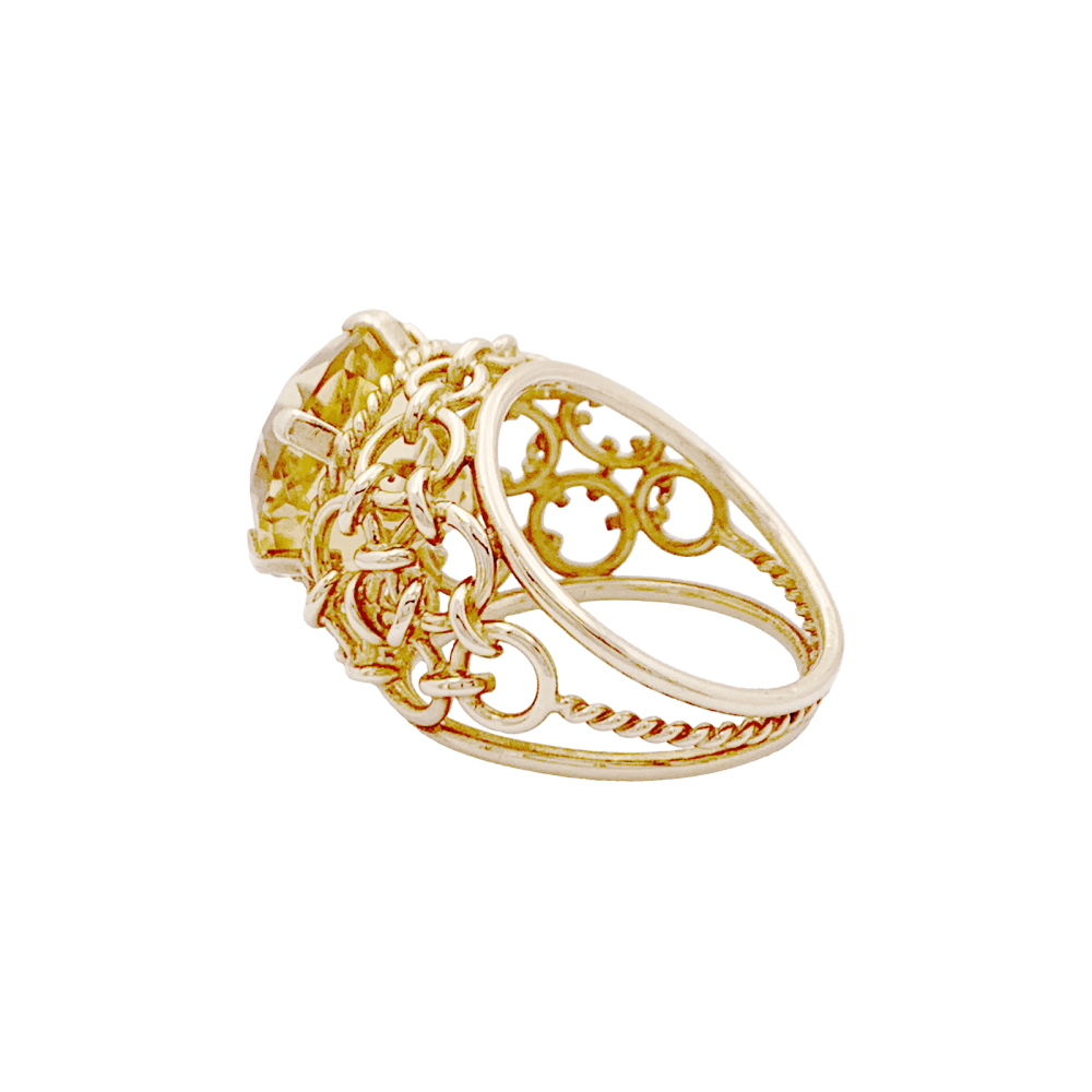 Bague vintage or jaune, citrine.  5
