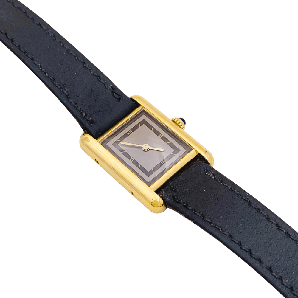 Montre Cartier, "Tank Must", argent plaqué or, cuir. 2