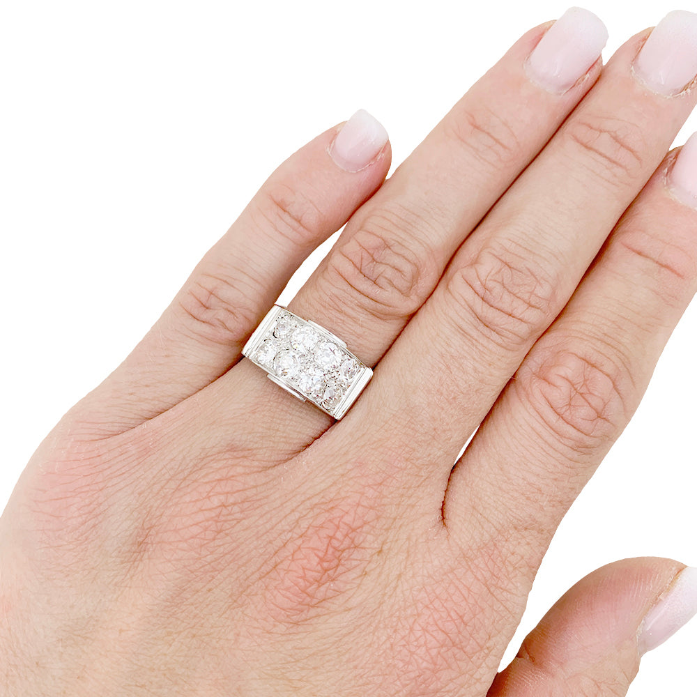 Bague platine, or blanc, diamants. 5