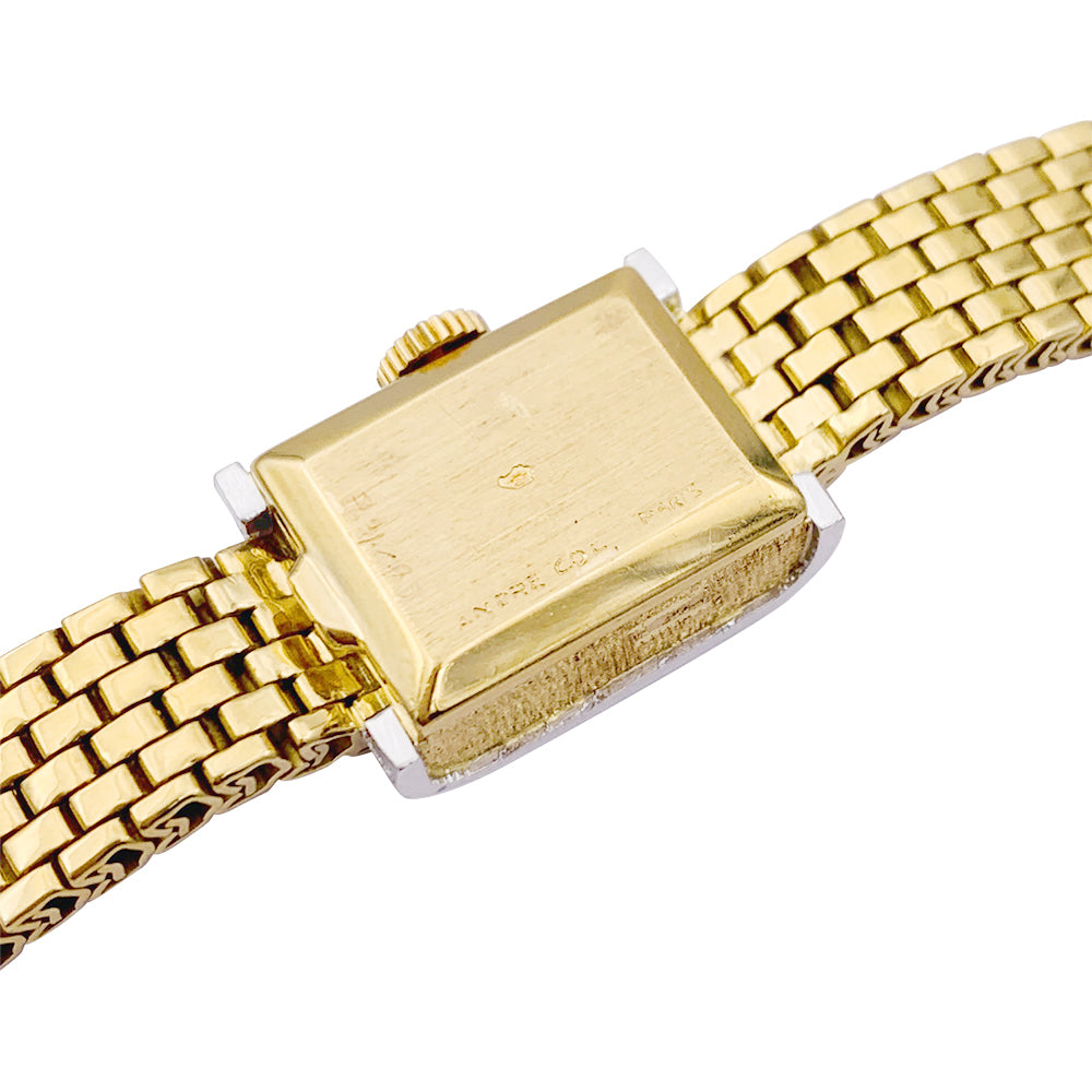 Montre vintage André Col, or jaune, platine, diamants. 4