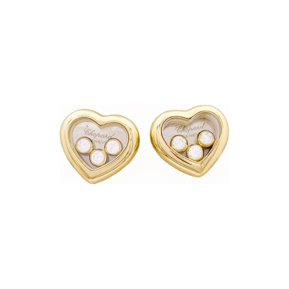 Boucles d'oreilles CHOPARD, "Happy Diamonds", or jaune, diamants.  1