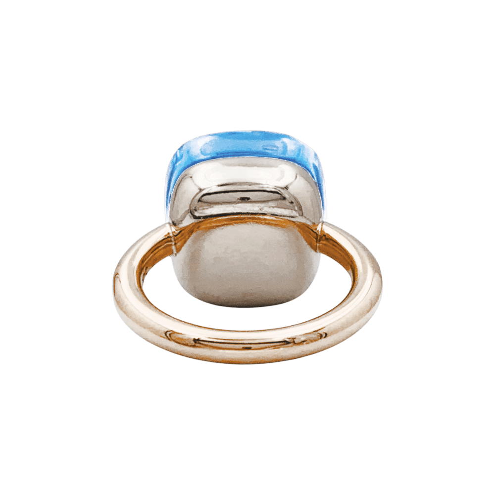 Bague Pomellato, "Nudo Maxi", deux ors et topaze bleue.  4
