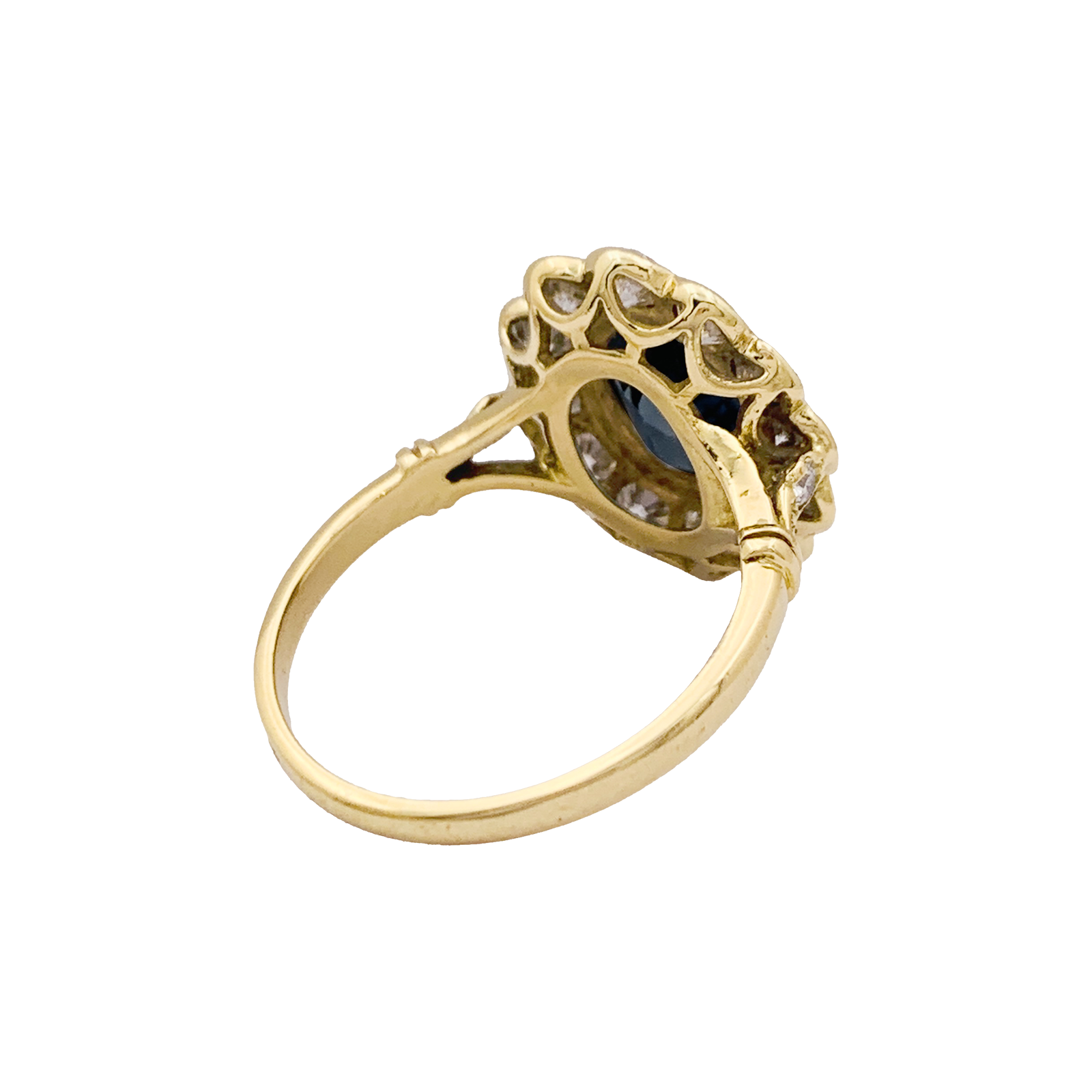 Bague Pompadour or jaune et blanc, saphir, diamants. 6