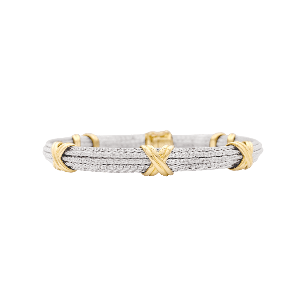 Bracelet FRED vintage, "Force 10", or jaune, acier.  1
