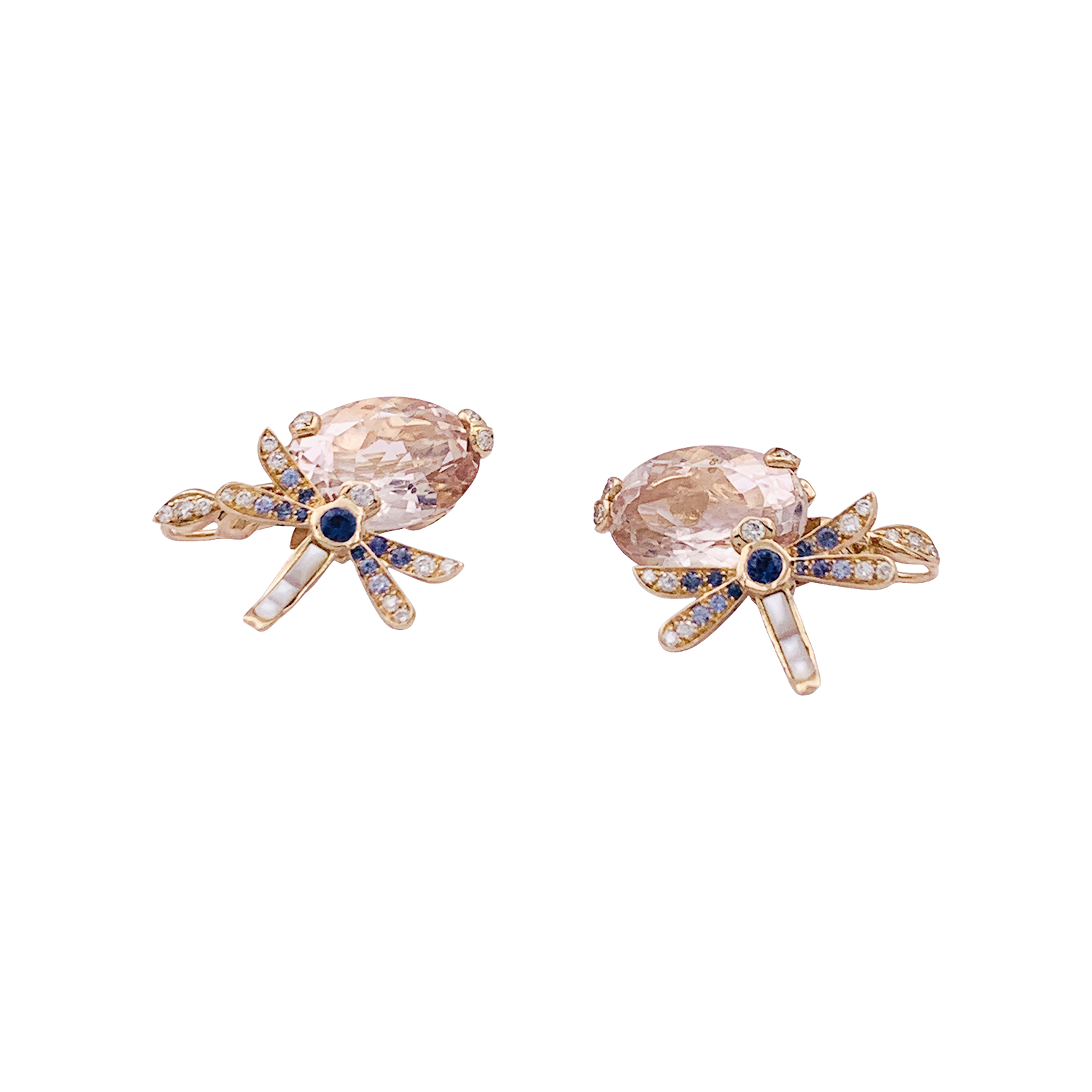Boucles d'oreilles Dior "Gourmande" or rose, diamants, pierres de couleurs. 2