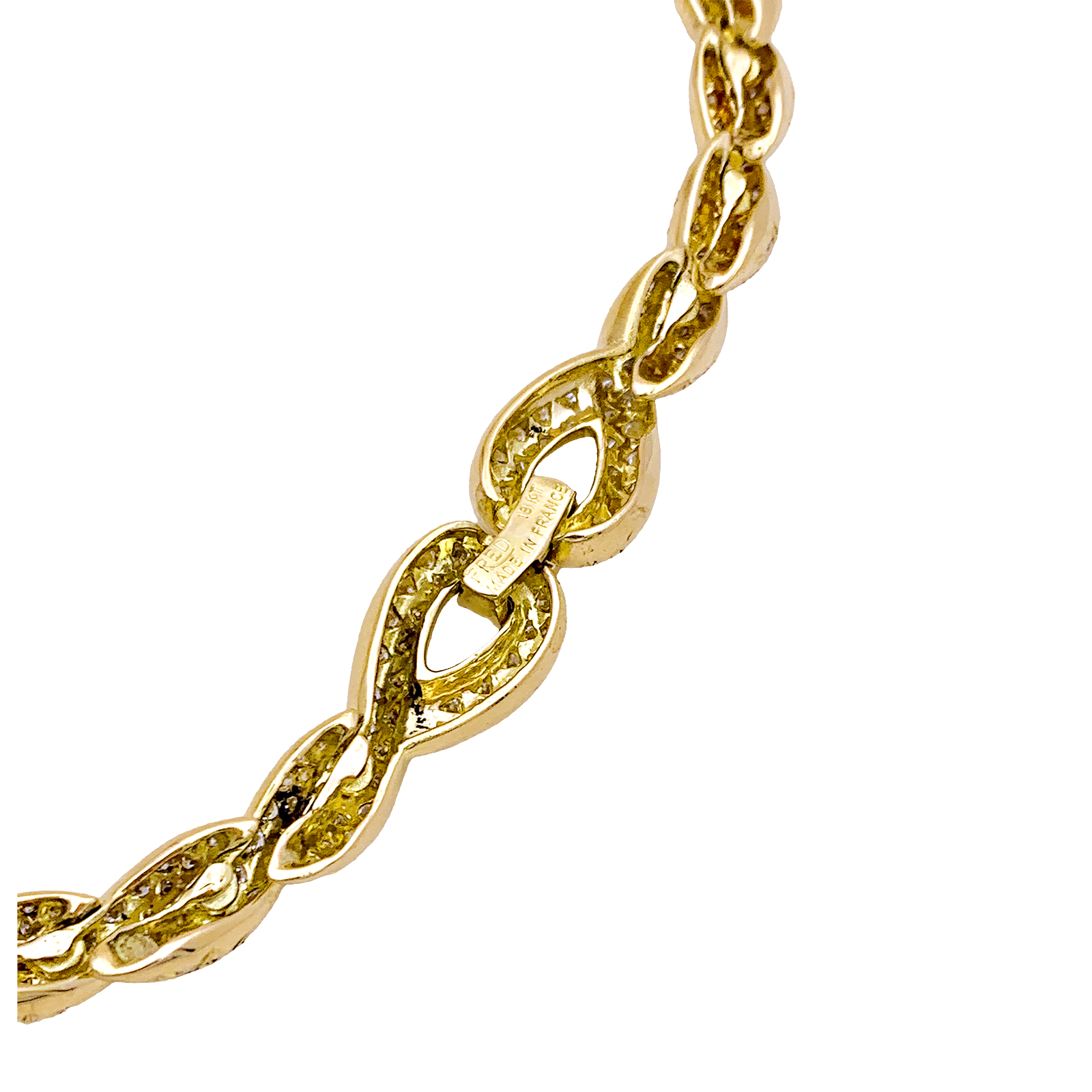 Collier vintage Fred, or jaune et diamants.  3