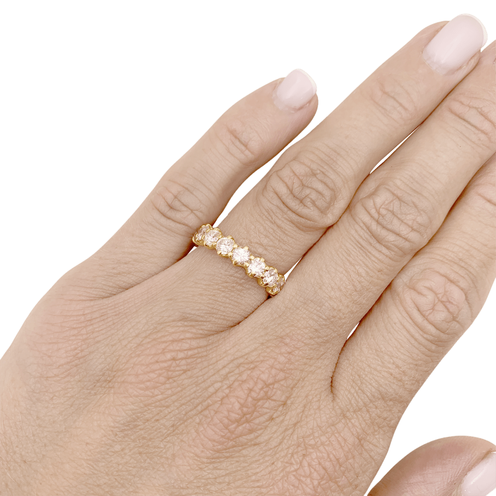 Bague alliance américaine or jaune et diamants. 6
