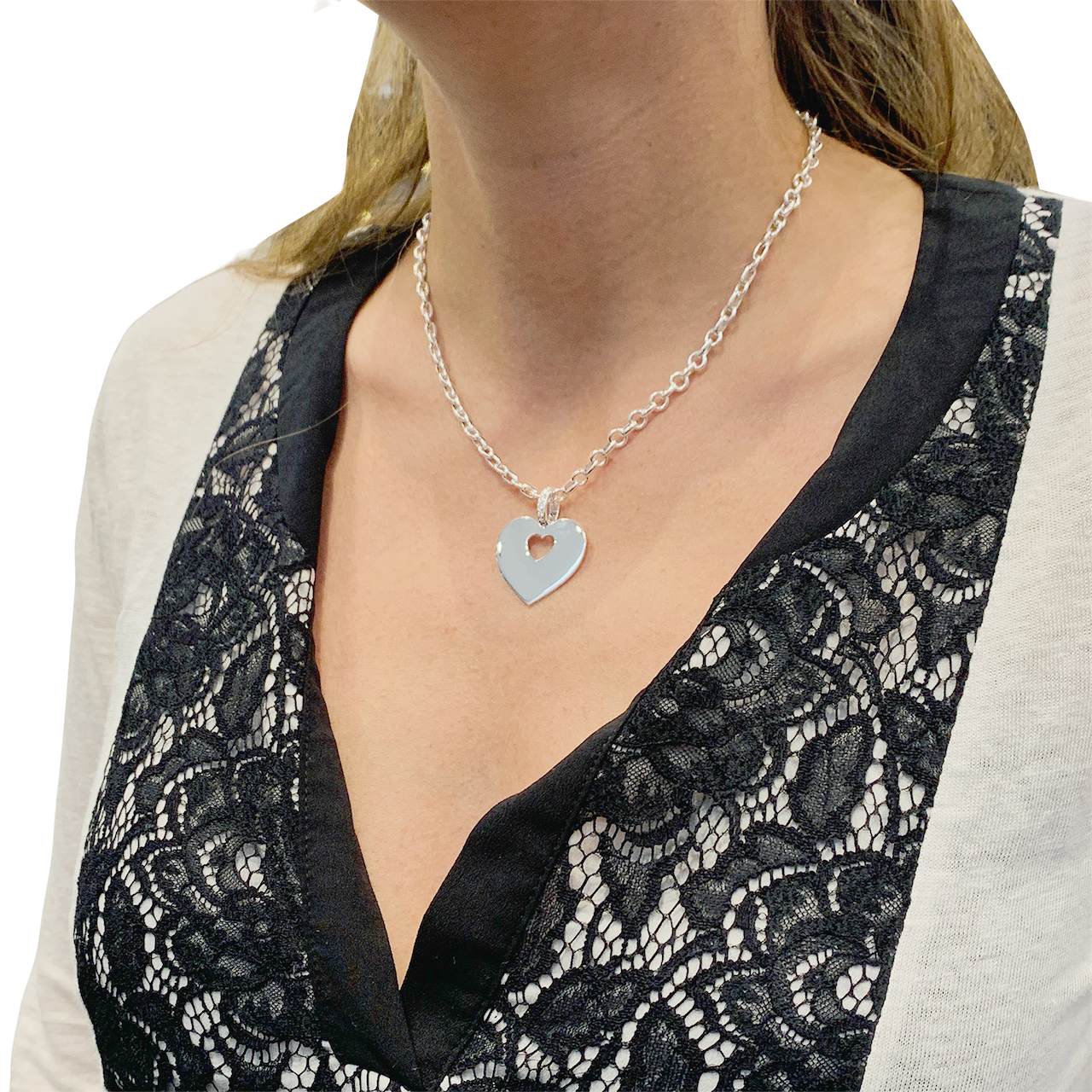 Collier Poiray "Coeur Secret" or blanc, diamants. 6