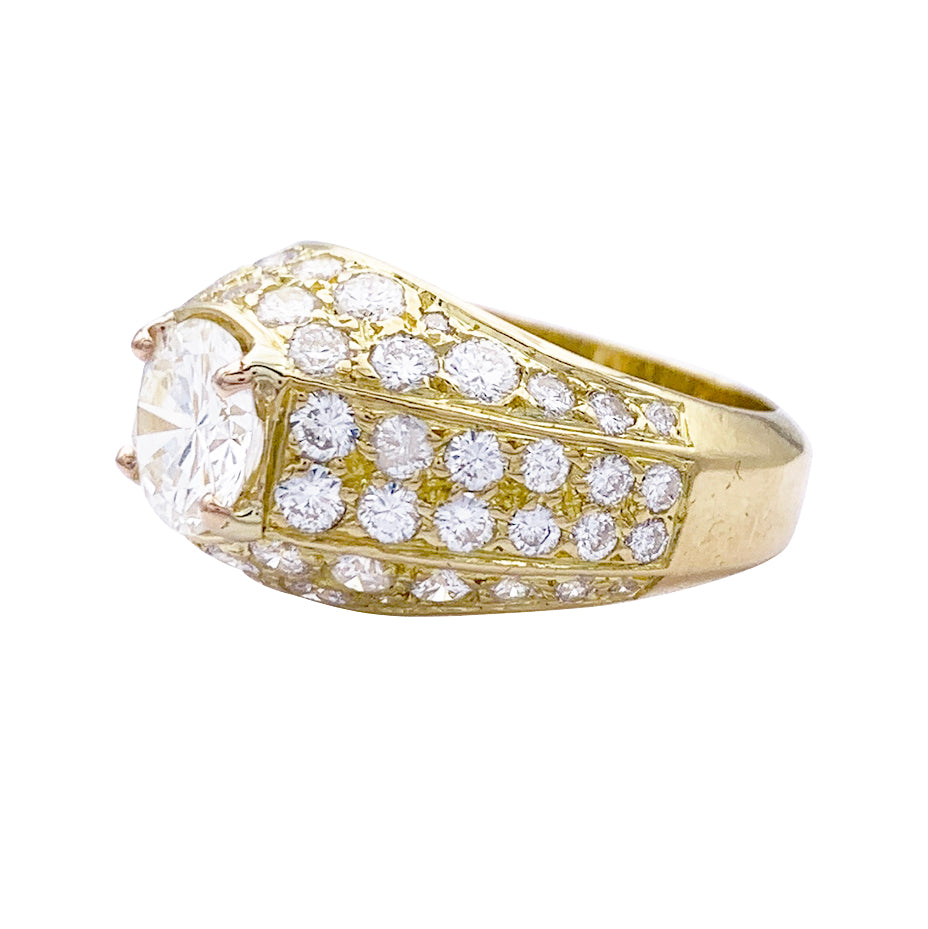 Bague or jaune, diamants. 2