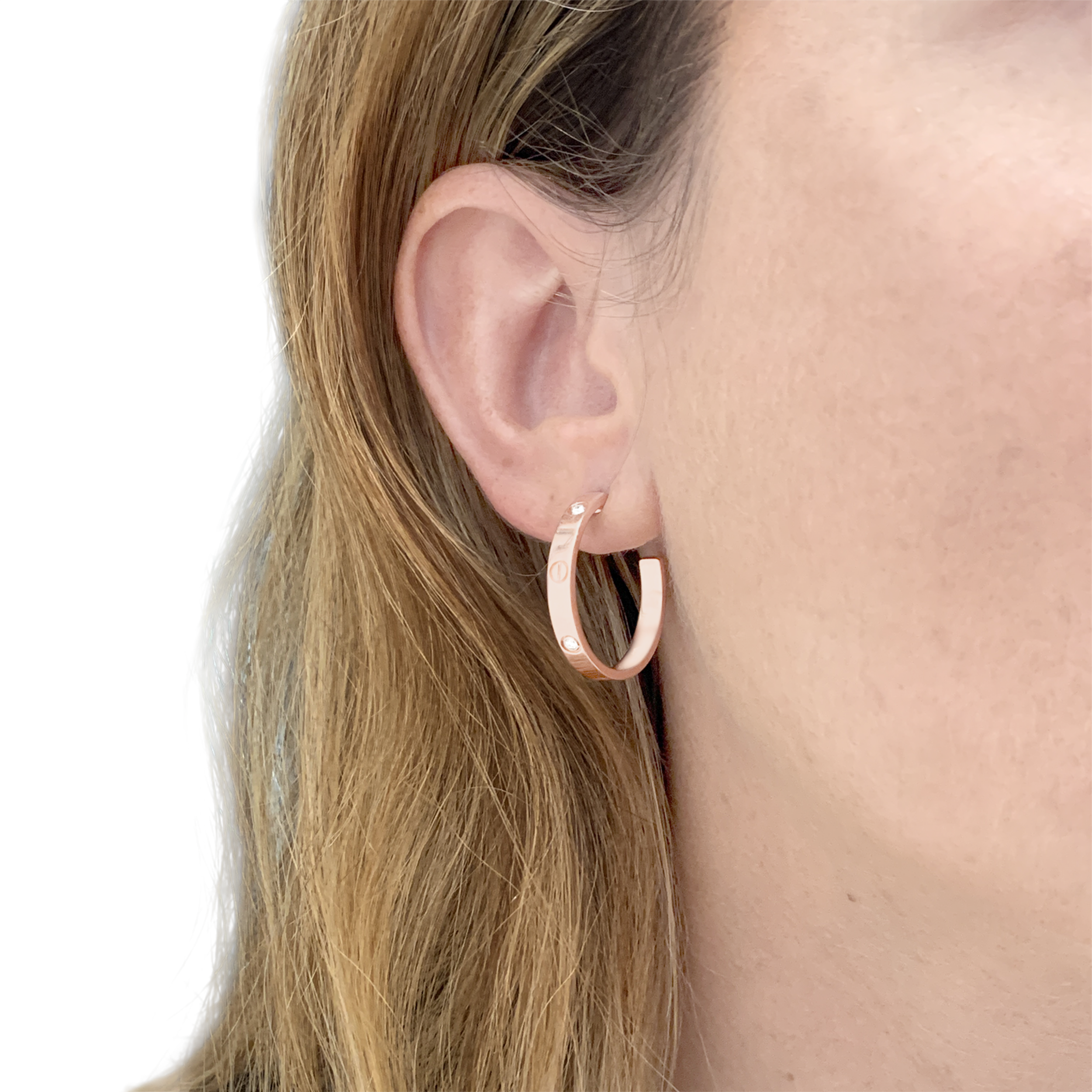 Boucles d'oreilles Cartier, "Love", or rose et diamants.  5