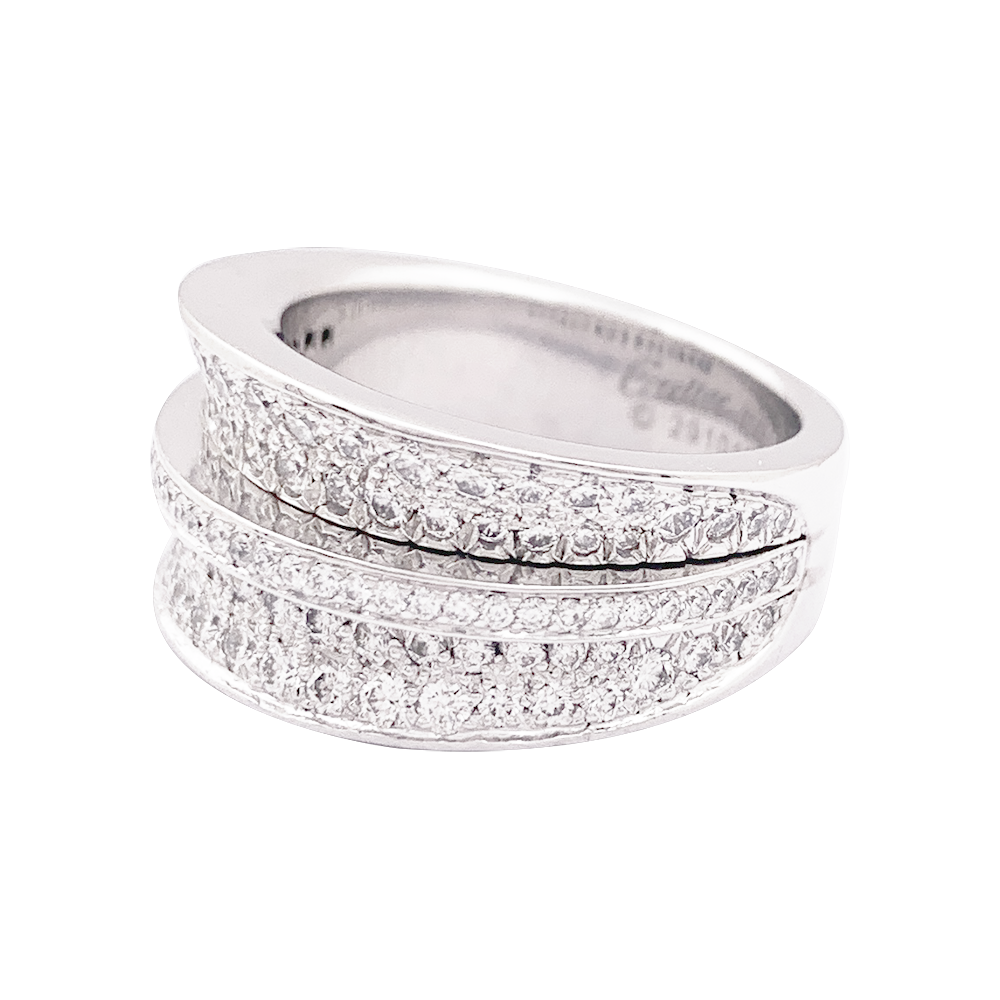Bague Cartier "Barrette" or blanc, diamants. 6