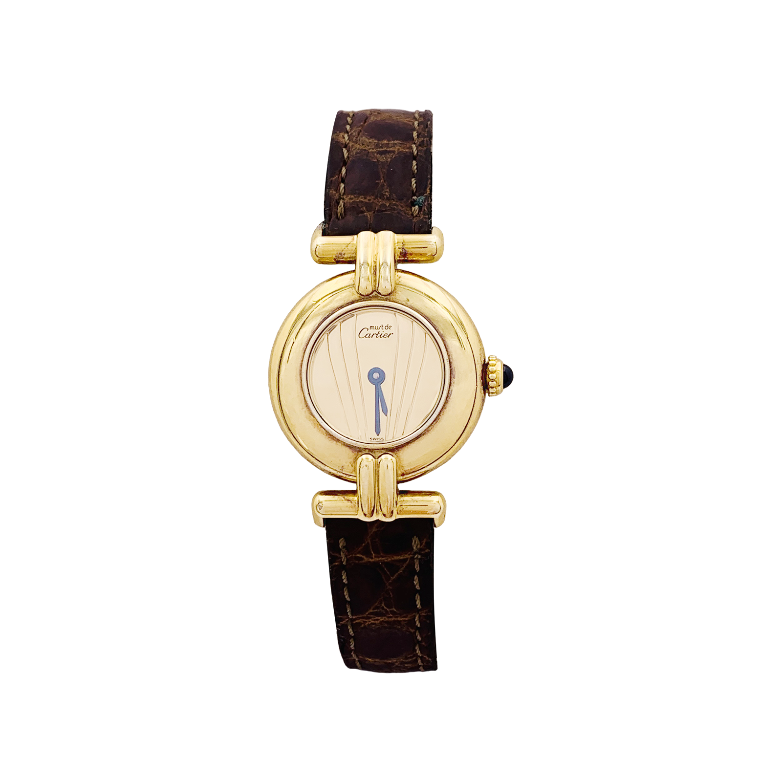 Montre Cartier, "Colisée Must", vermeil, cuir.  1
