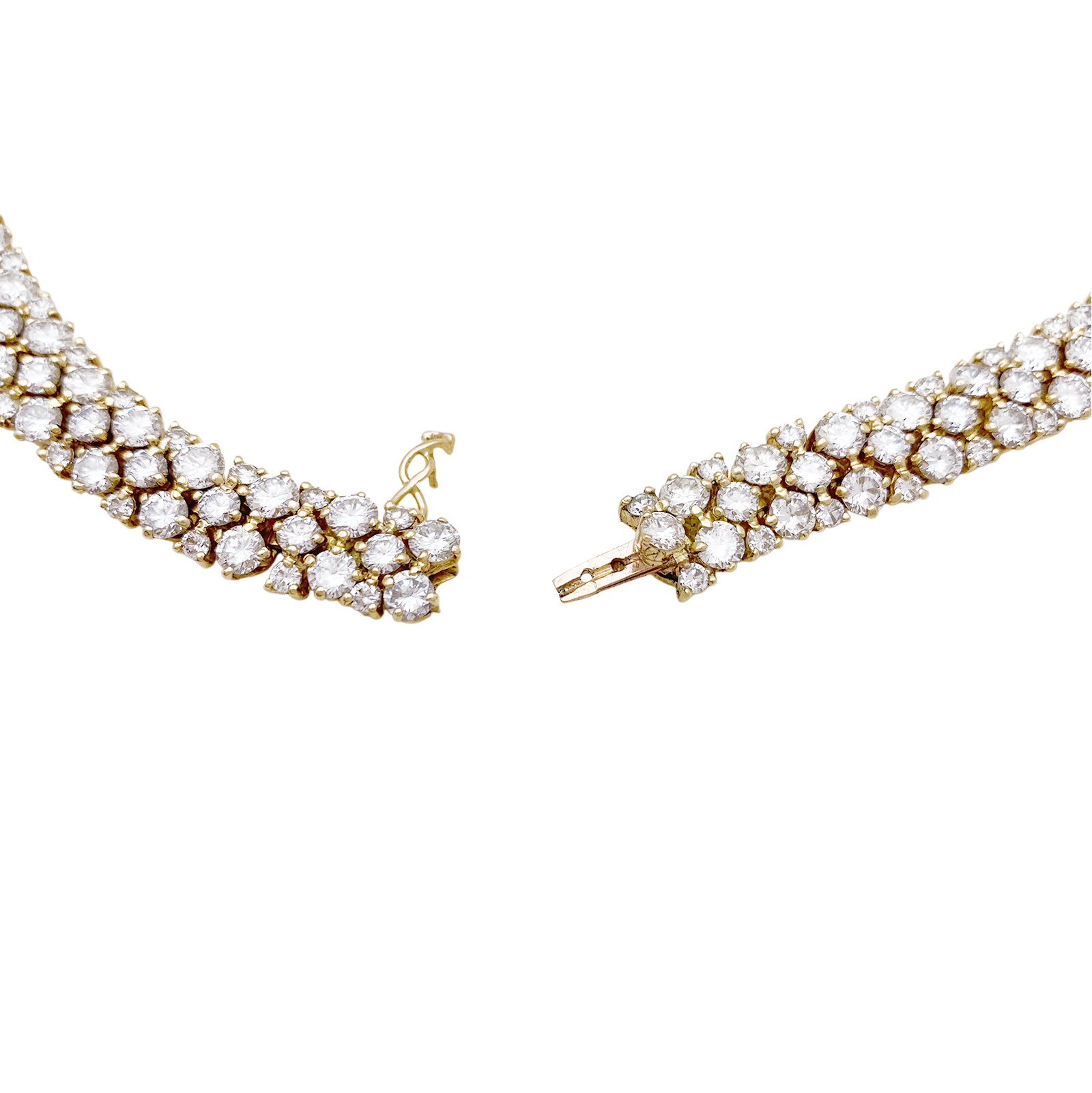 Collier "Rivière" or jaune, diamants. 3