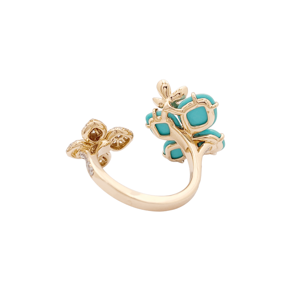 Bague Chaumet, « Hortensia Eden », or rose, diamants et turquoises. 3