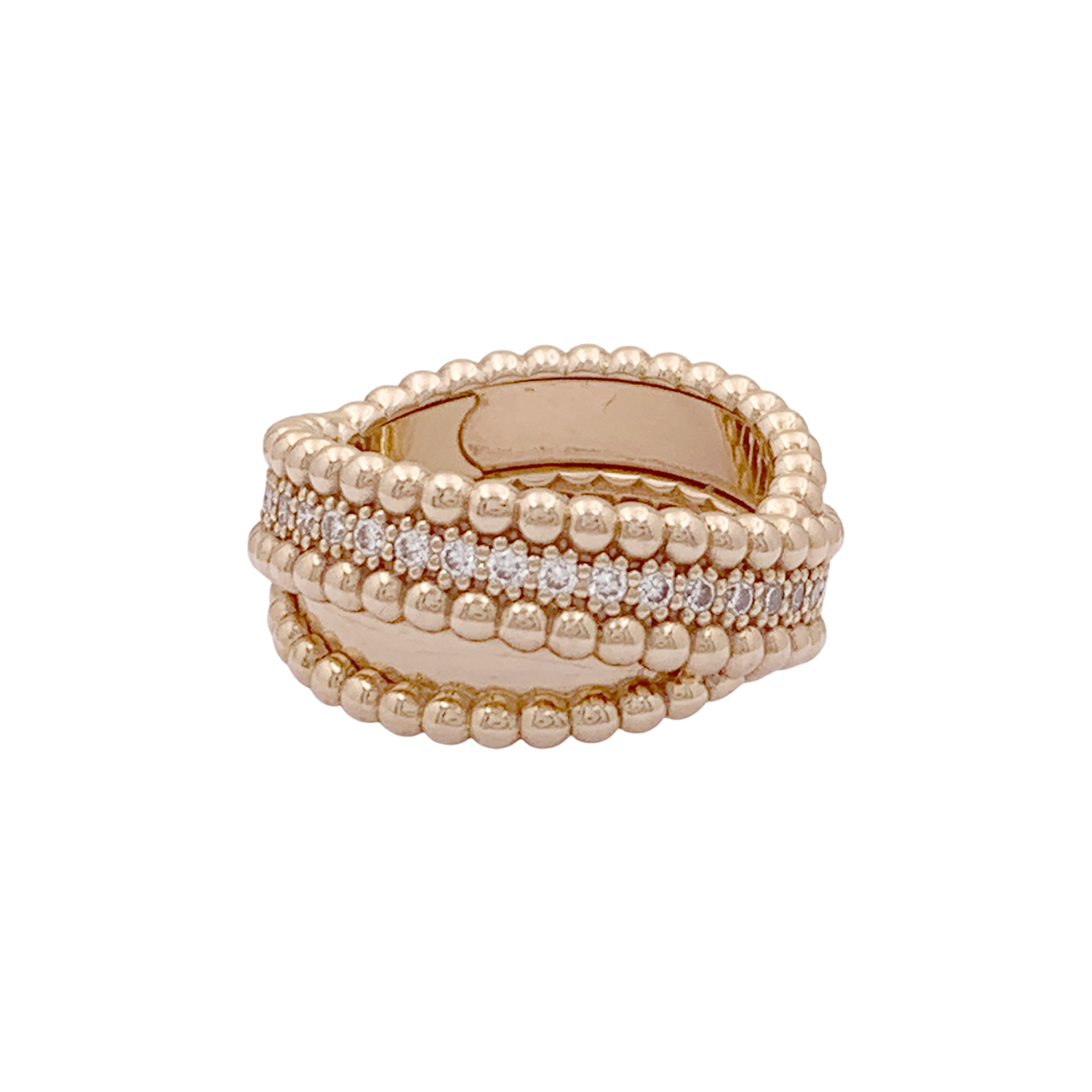 Bague VAN CLEEF ET ARPELS,"Duo Perlée", or rose, diamants.  4