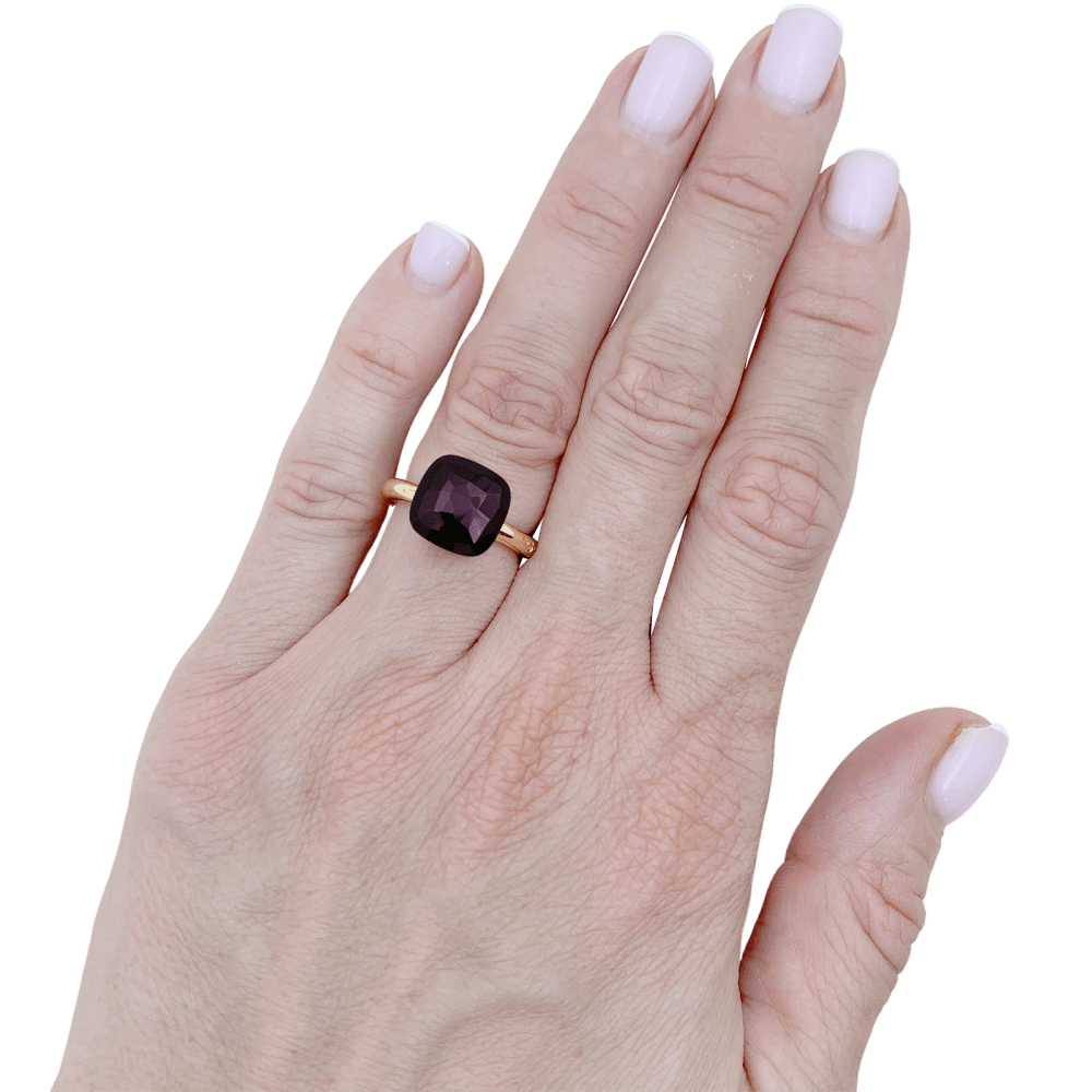 Bague Pomellato, collection "Nudo Classic", or rose et grenat. 5