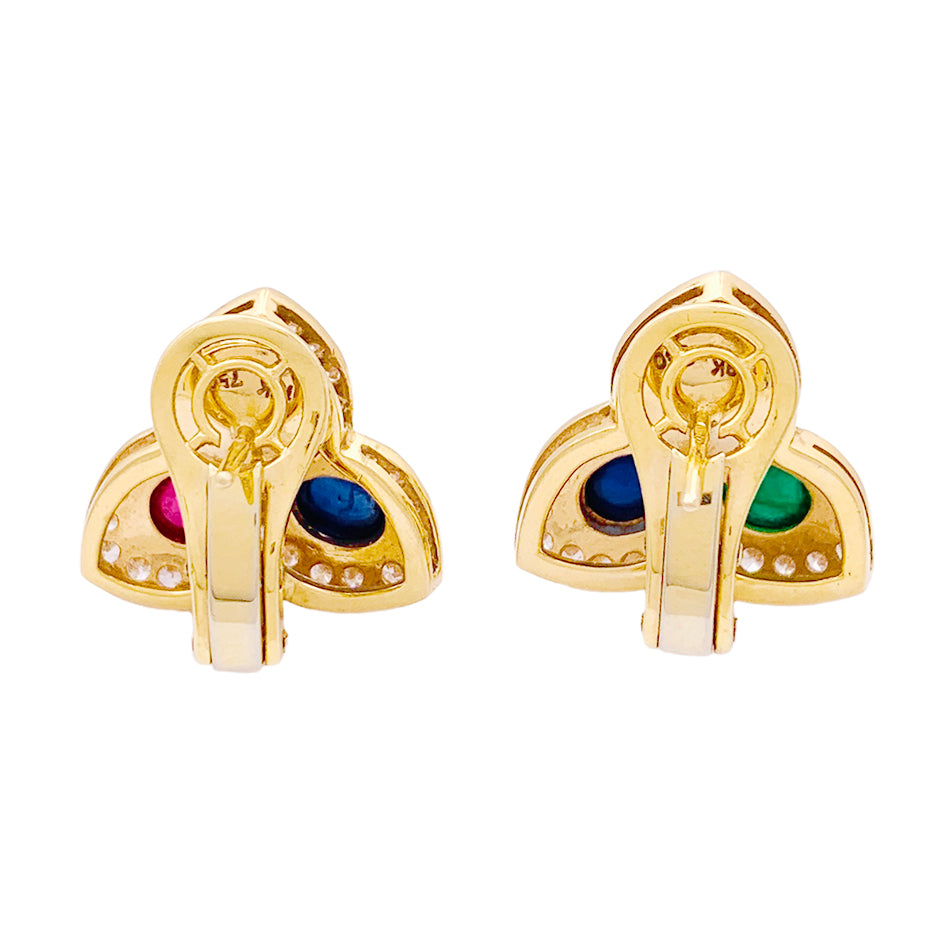 Boucles d'oreille "Tutti Frutti" or jaune, diamants, pierres de couleurs. 4
