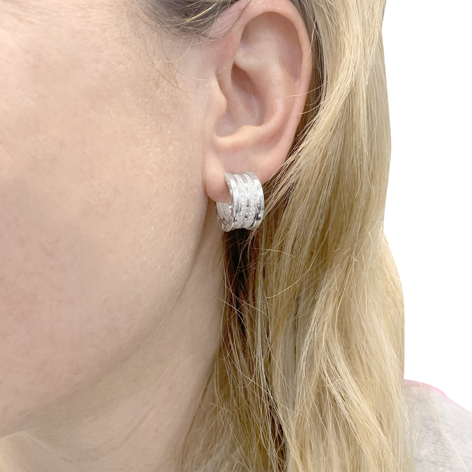 Créoles Bulagri "B.Zero1" or blanc, diamants. 5