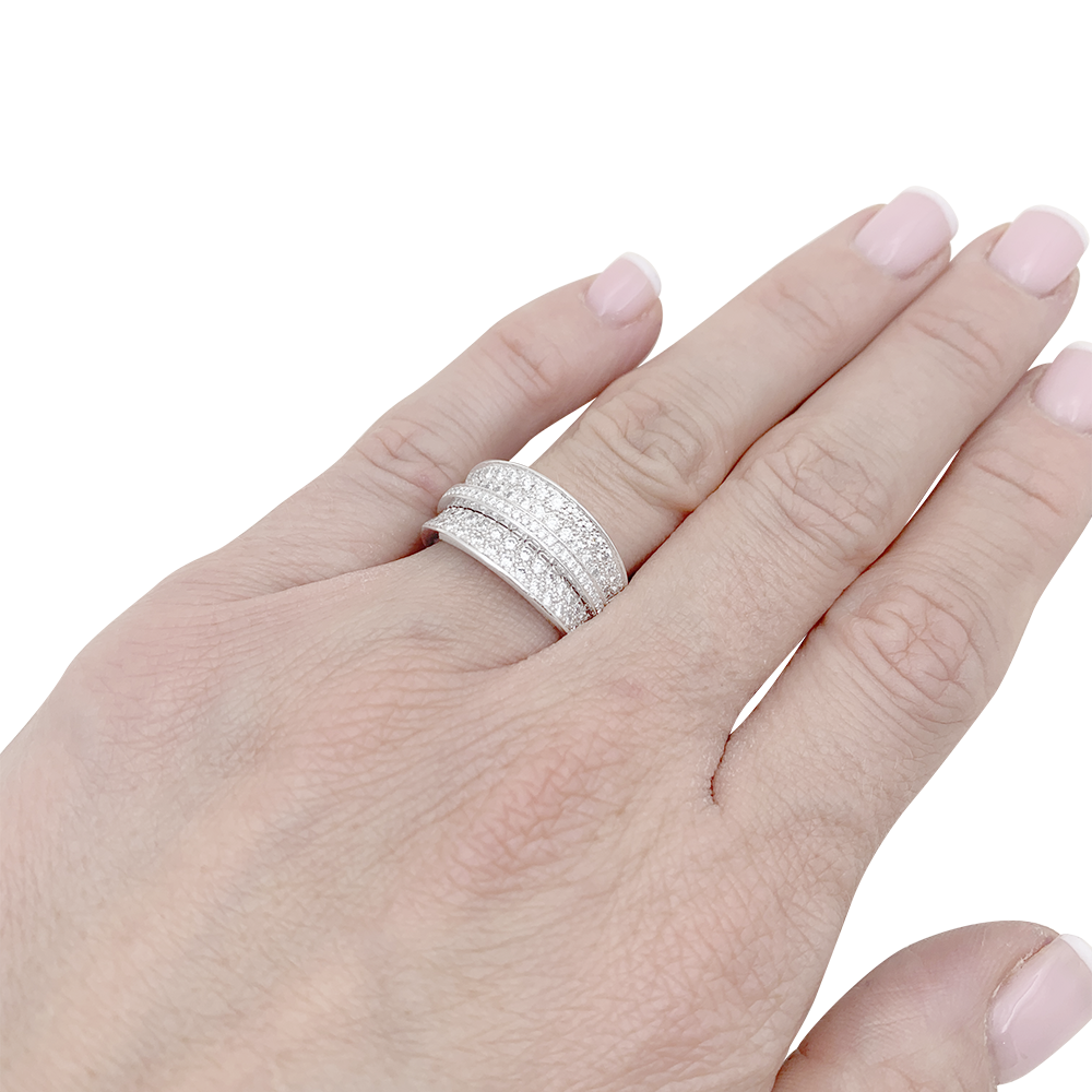 Bague Cartier "Barrette" or blanc, diamants. 1