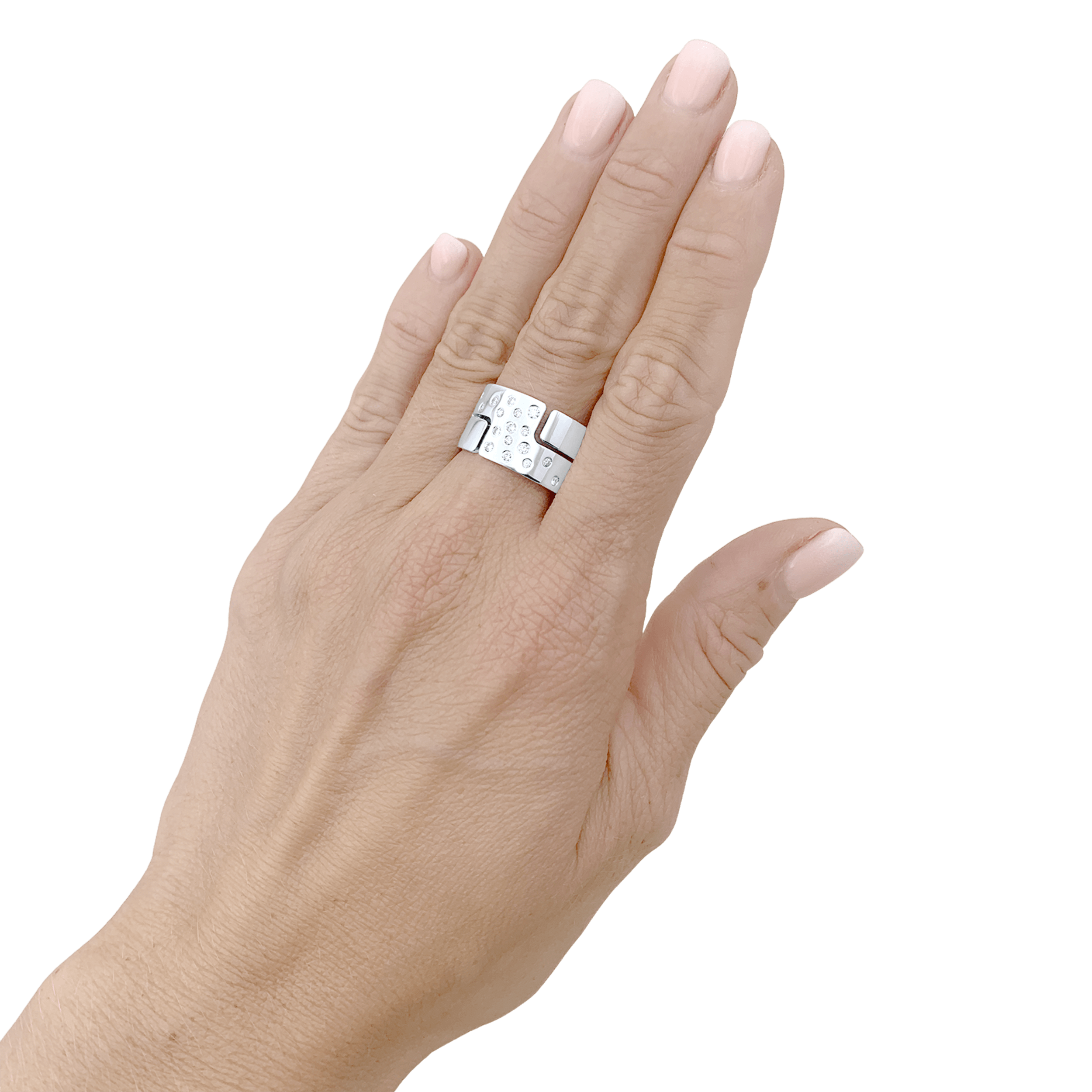 Bague Dinh Van, "Seventies" en or blanc et diamants.  5