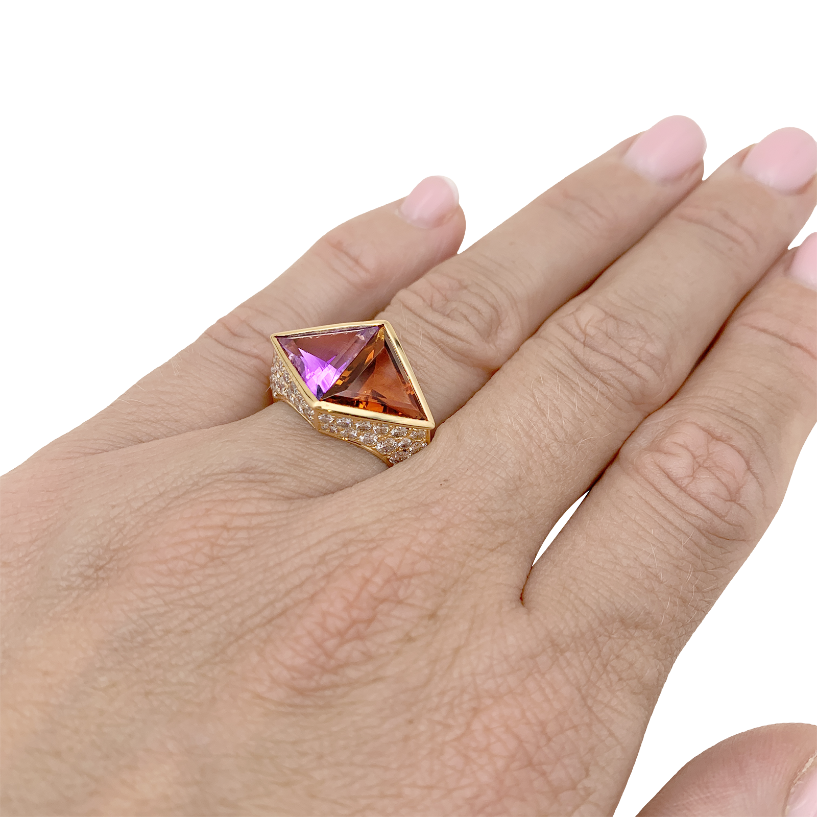 Bague O.J. Perrin, or jaune, citrine, améthyste et diamants.  6