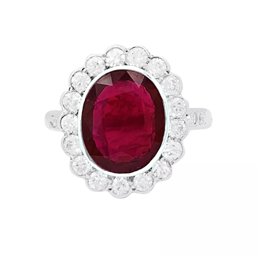 Bague Pompadour rubis, platine, or blanc, diamants. 1