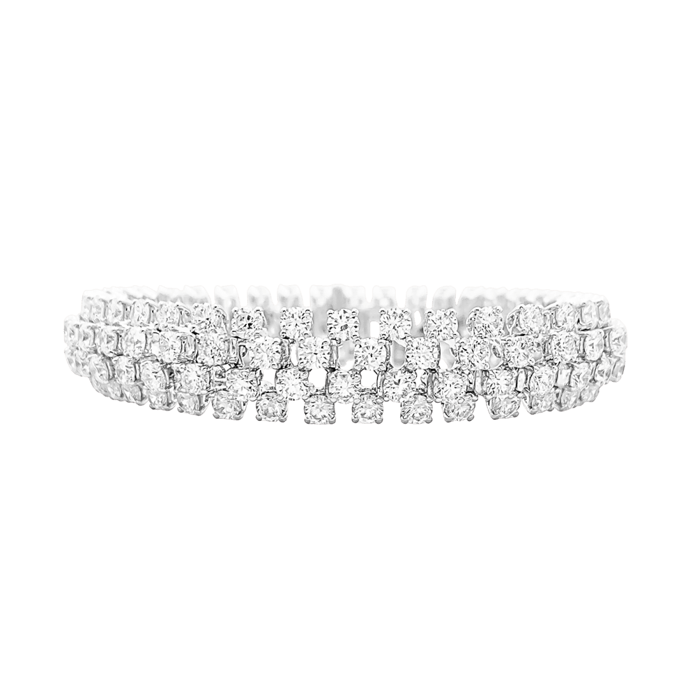 Bracelet Boucheron, "Angélique" rivière de diamants, or blanc. 1