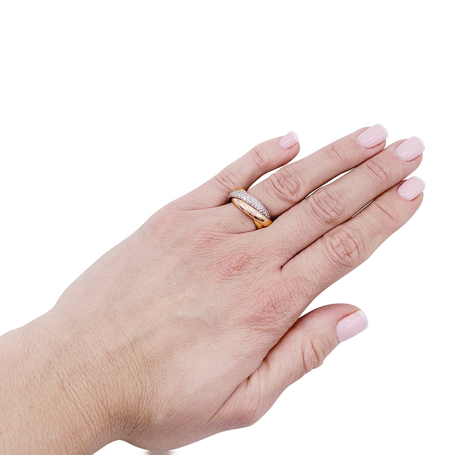Bague Cartier, "Trinity" classique, 3 ors, diamants. 5