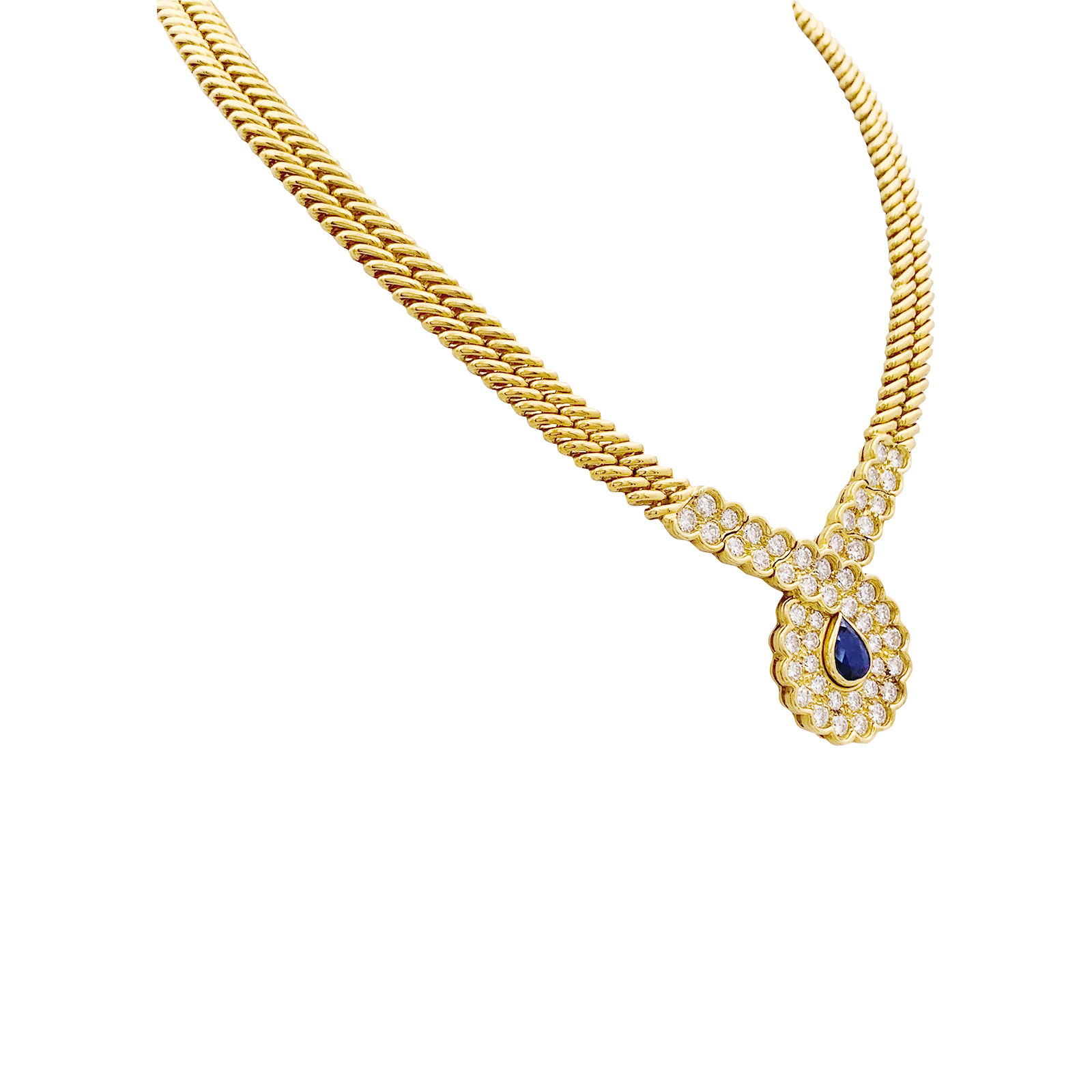 Collier Van Cleef & Arpels, or jaune, saphir, diamants. 2