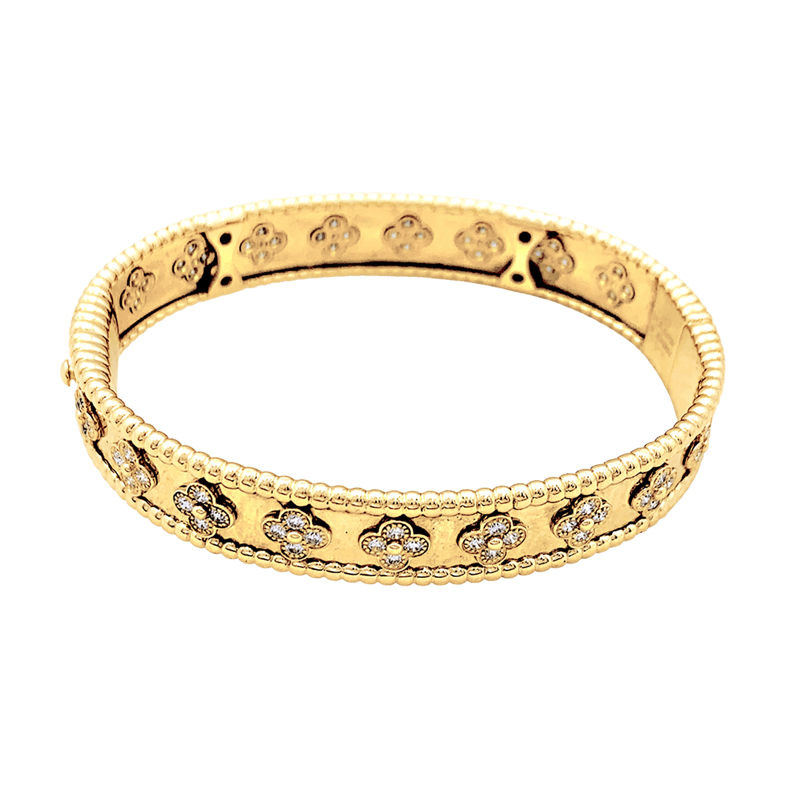 Bracelet Van Cleef & Arpels, "Perlée Trèfles", or jaune et diamants. 4