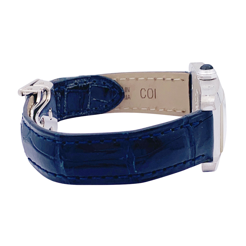 Montre Cartier "Tank américaine", or blanc, bracelet cuir. 3