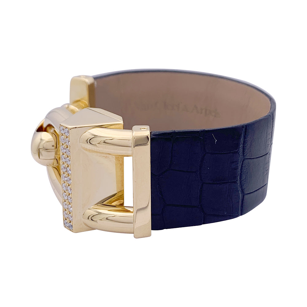 Montre Van Cleef & Arpels "Cadenas" or jaune, diamants, cuir. 3