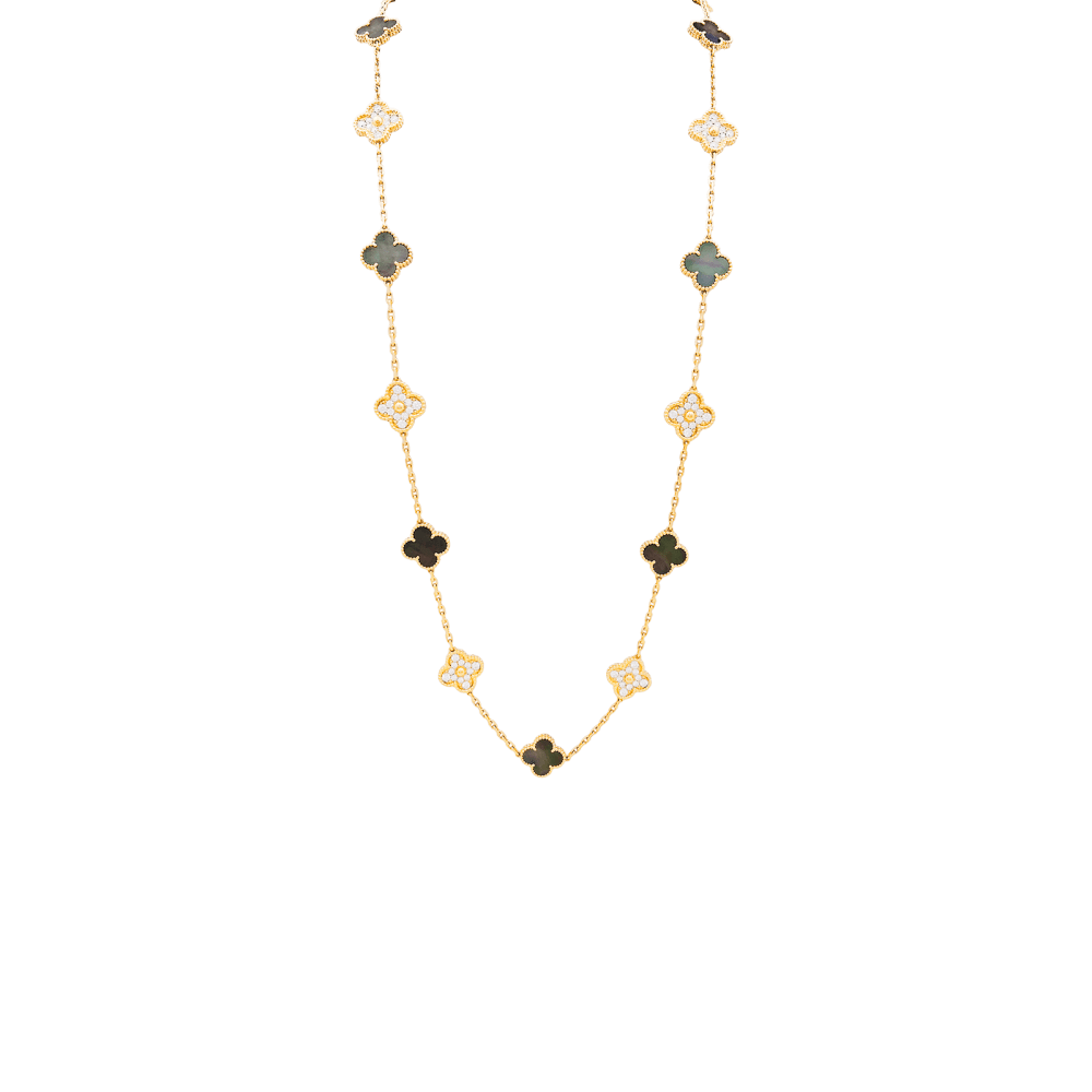 Sautoir Van Cleef & Arpels, "Vintage Alhambra", or rose, nacre et diamants. 2