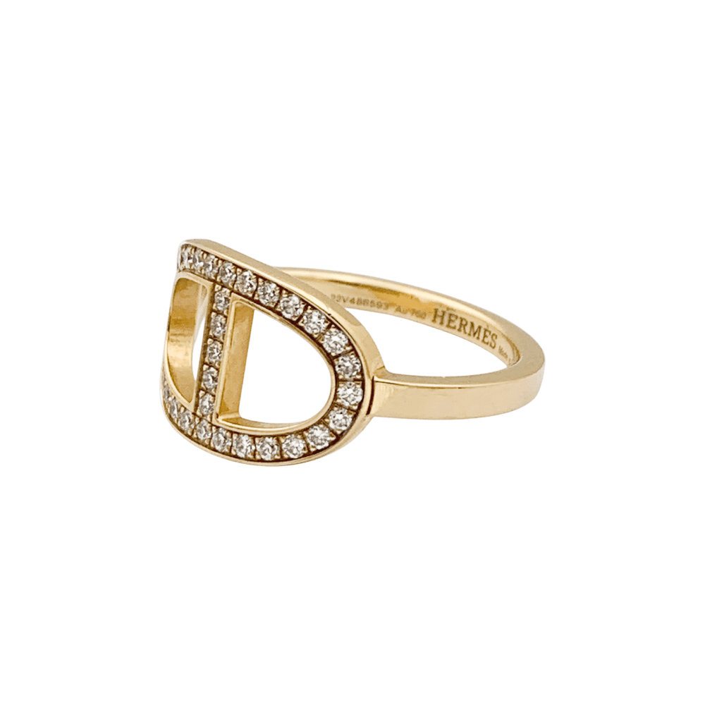 Bague Hermès, "Chaîne d'ancre contour", or rose, diamants. 4