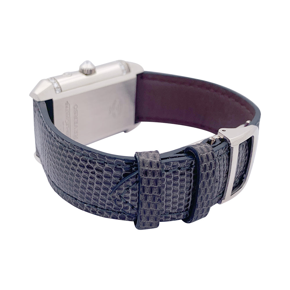 Montre Jaeger-LeCoultre, "Reverso Duetto", en or blanc et diamants. 2