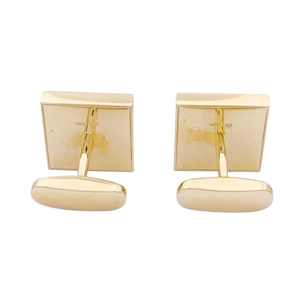 Boutons de manchette Bulgari "Quadrato" or jaune, onyx. 4