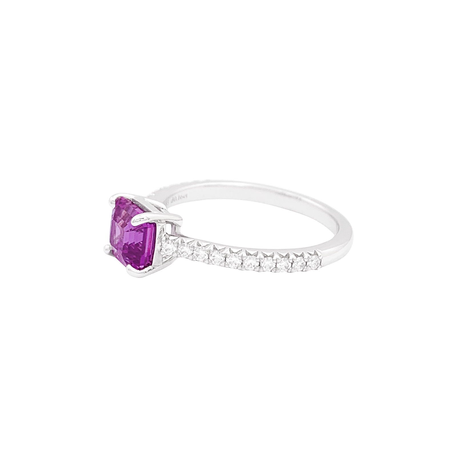 Bague TIFFANY & CO, "Novo" platine, saphir rose et diamants. 3
